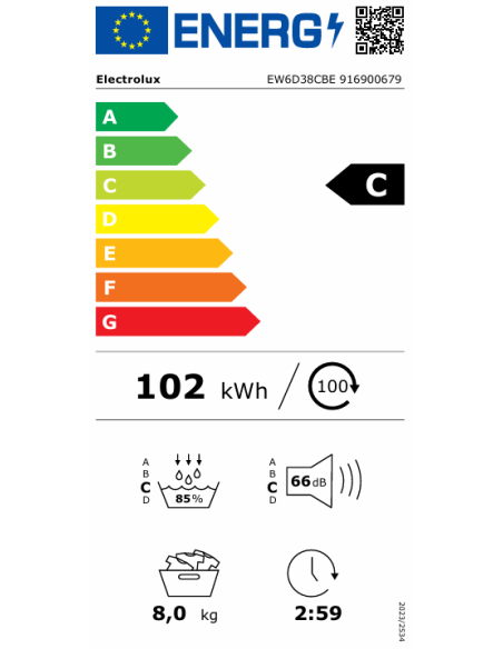 Džiovyklė ELECTROLUX EW6D38CBE