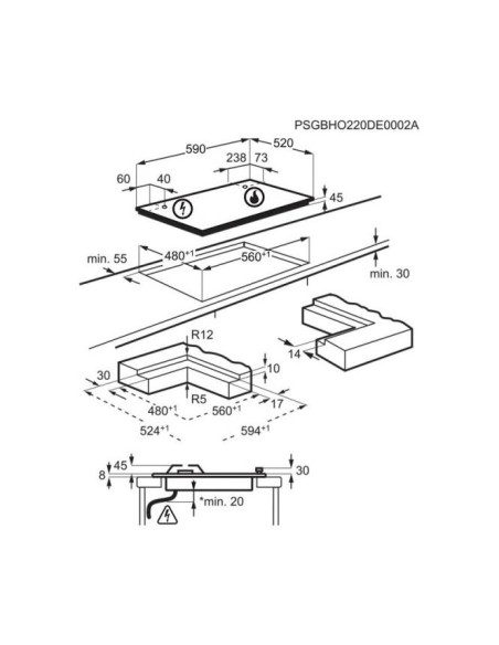 Dujinė kaitlentė ant juodo matinio stiklo Electrolux KGG643723L